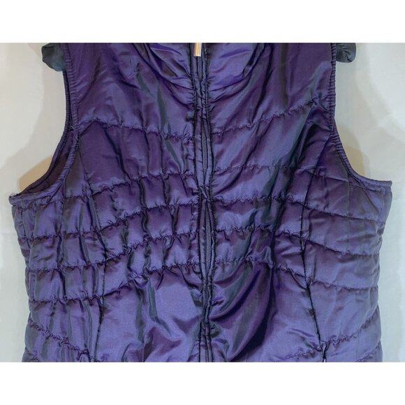 Jane Ashley Womens Size S Quilted Puffer Vest Purple Sleeveless Full Zip Pockets - Picture 4 of 11